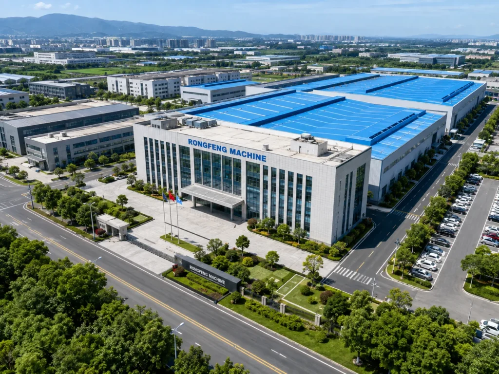 Aerial of the RongFeng Machine tractor and excavator manufacturing factory