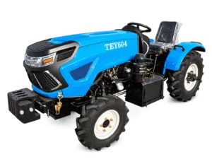 Blue 60 HP 604 4WD compact greenhouse tractor TEY604 front left three-quarter view