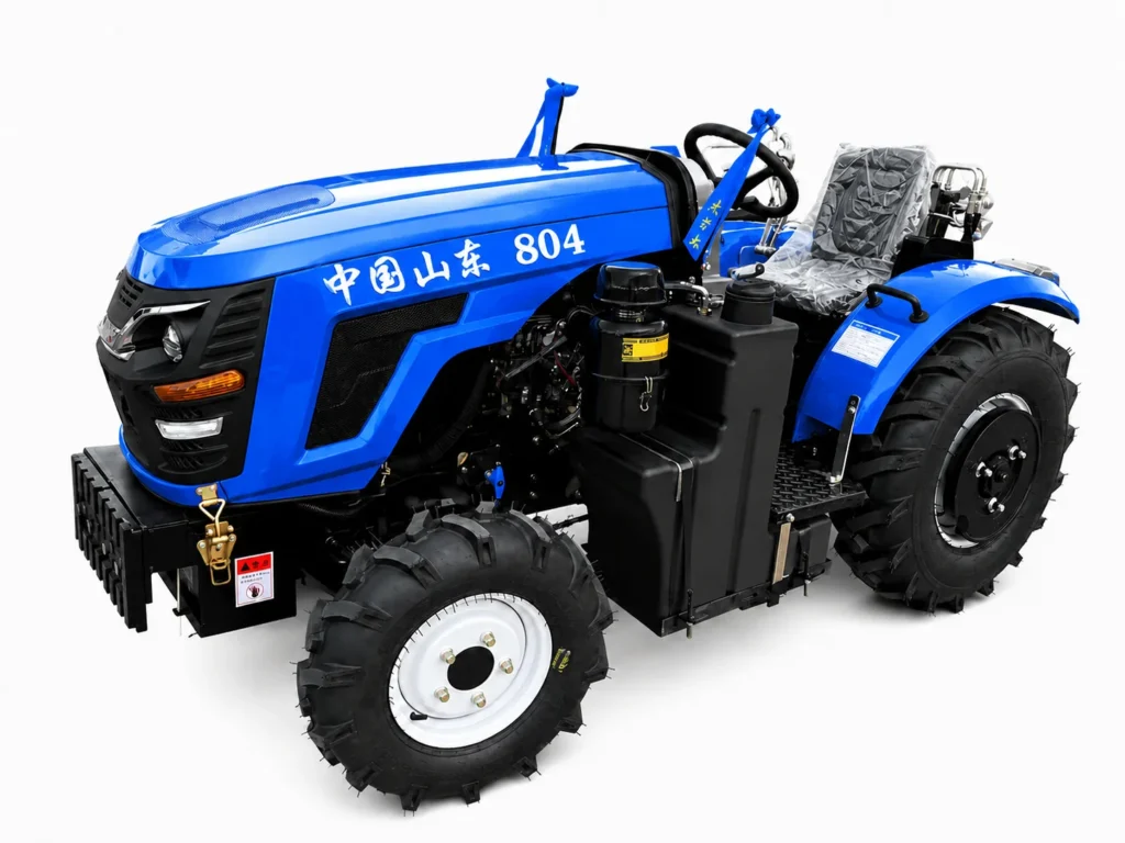 Tractor para invernadero compacto de 80 HP, modelo 804, rojo, con tracción a las cuatro ruedas
