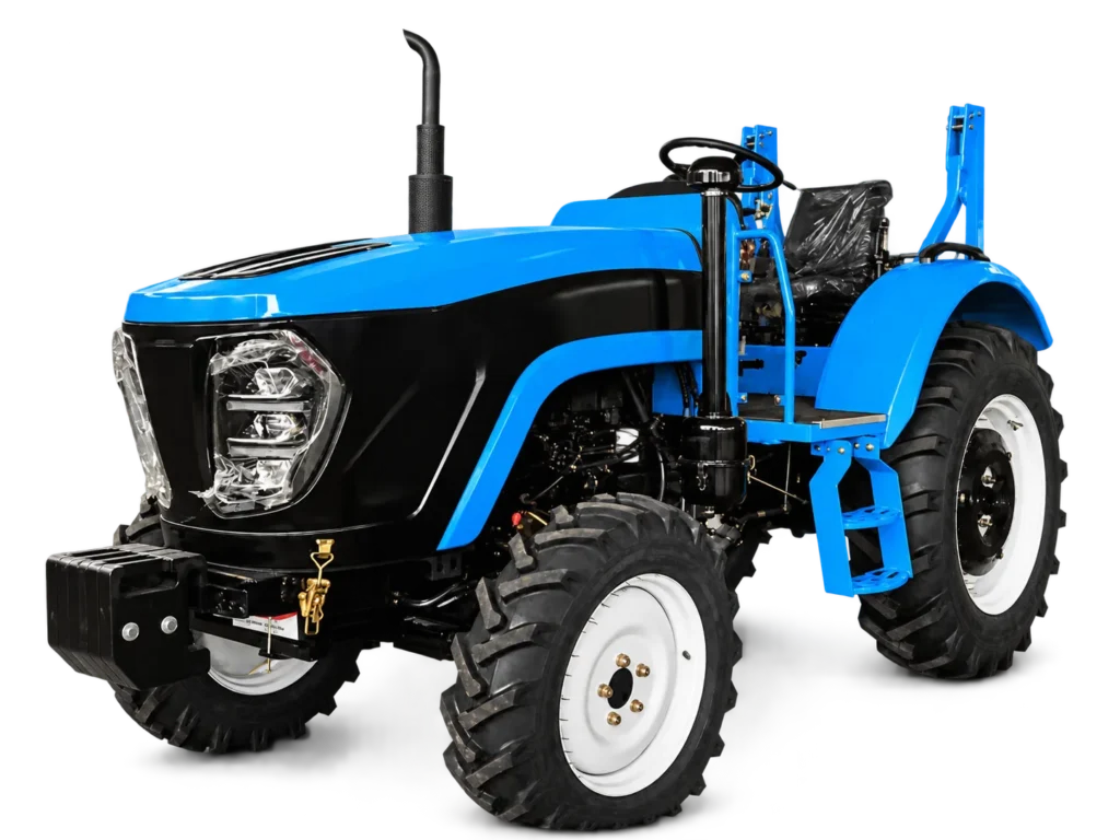 blue-1004-open-station-tractor-front-three-quarter-view-transparent-background