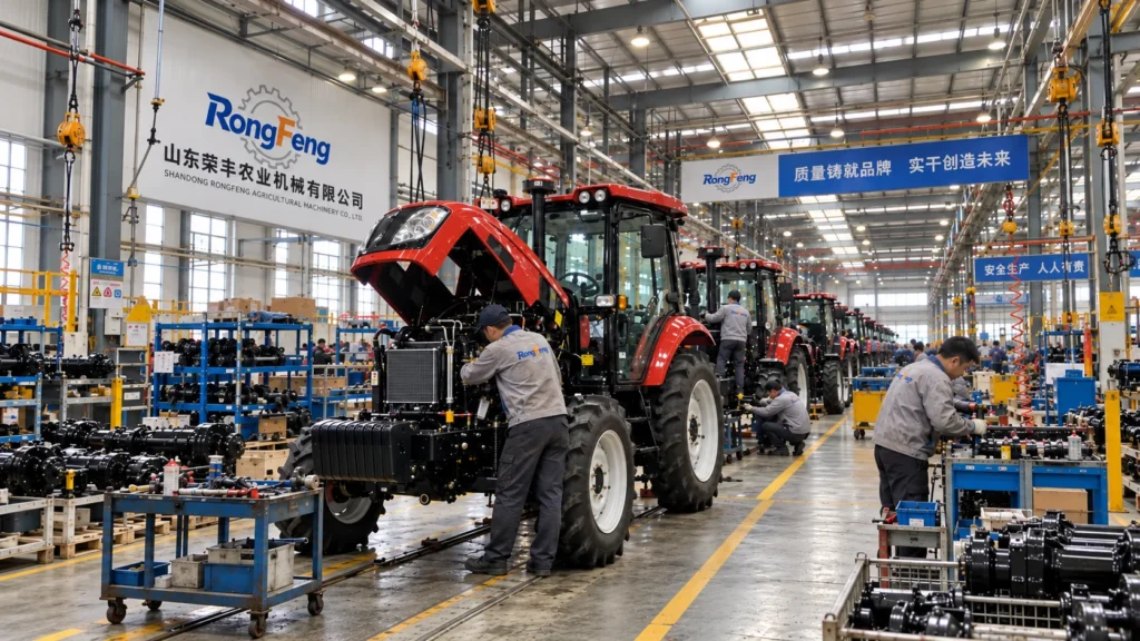 Service technician inspecting machinery